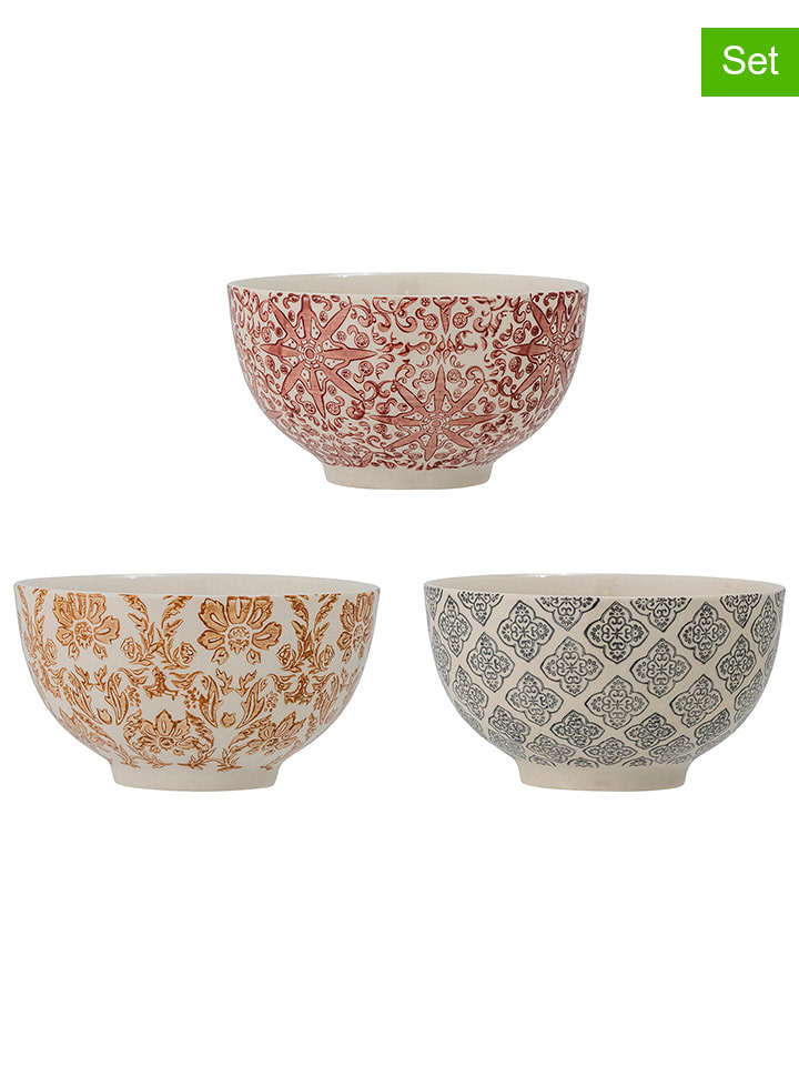 Bloomingville Miski (3 szt.) "Genia" w kolorze czerwono-brązowo-niebieskim - Ø 13 cm rozmiar: onesize