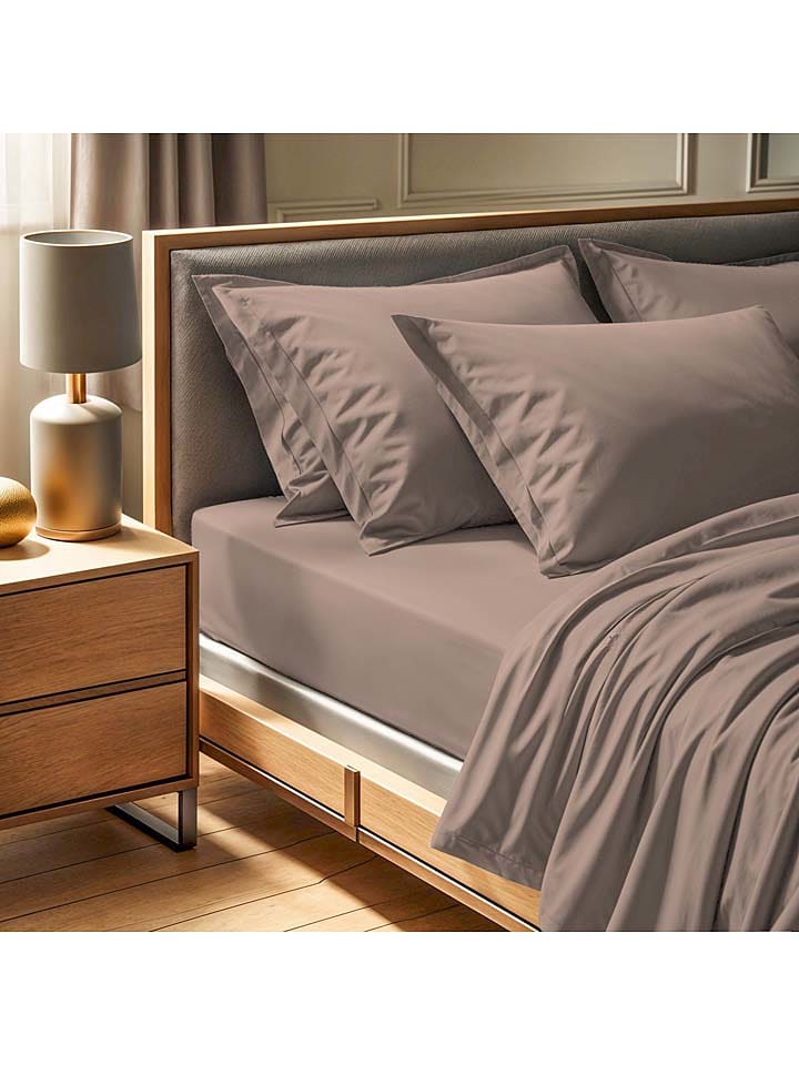 MIX&MATCH Prześcieradło renforcè w kolorze ciemnobeżowym na gumce rozmiar: 160x200 cm