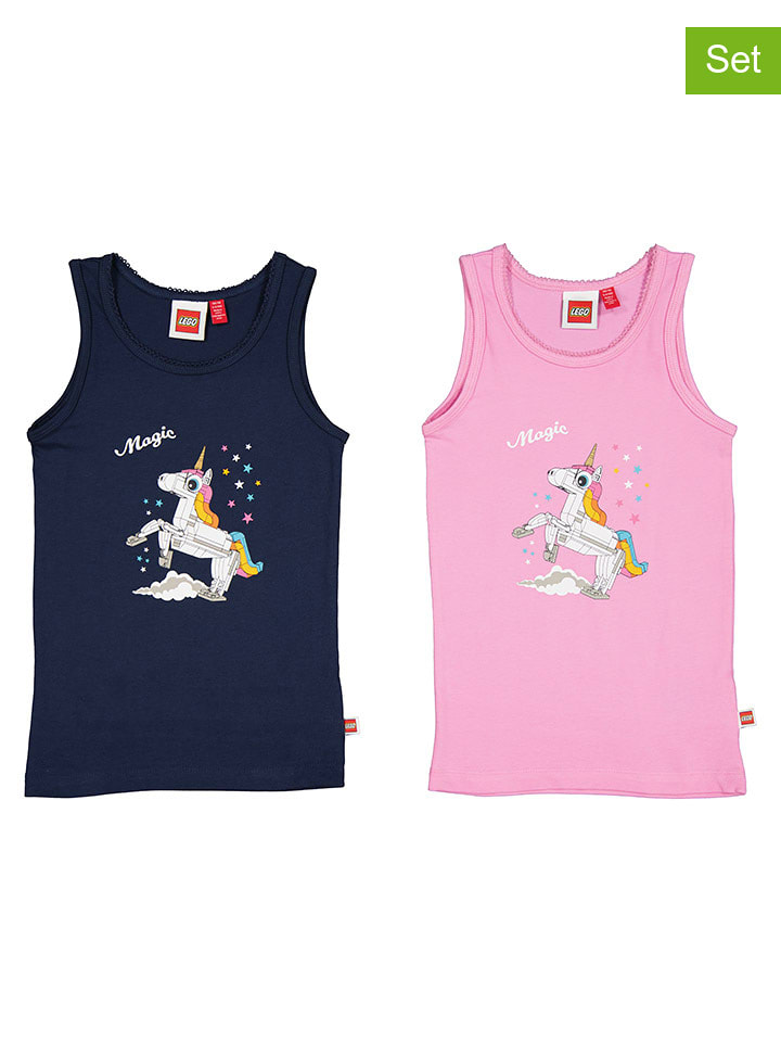 LEGO Topy (2 szt.) w kolorze jasnoróżowym i granatowym rozmiar: 110