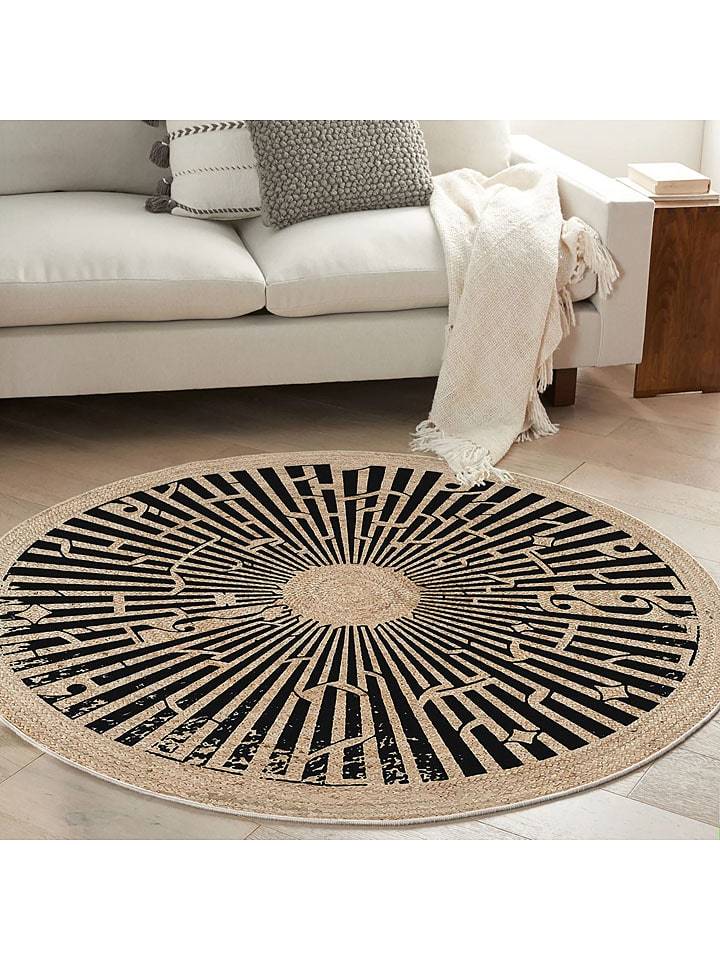 Conceptum Hypnose Dywan ''Woopamuk532'' w kolorze czarno-beżowym rozmiar: 110x110 cm