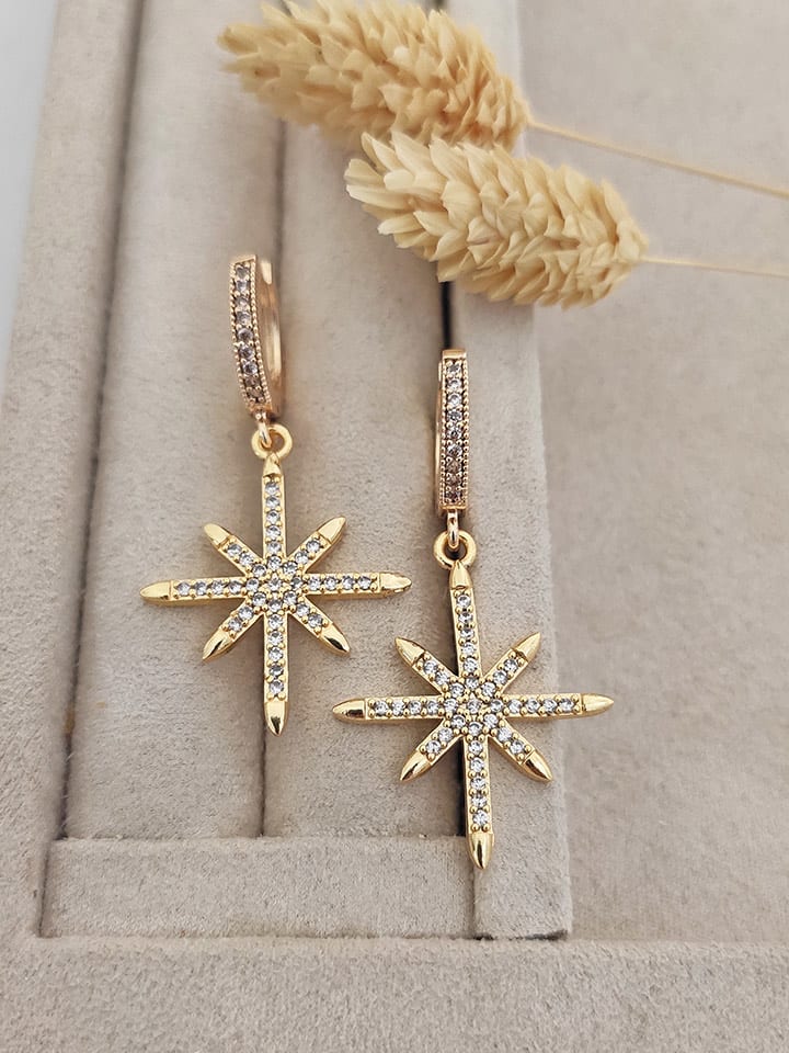 Nakkash Pozłacane kolczyki-kreole z cyrkoniami rozmiar: onesize