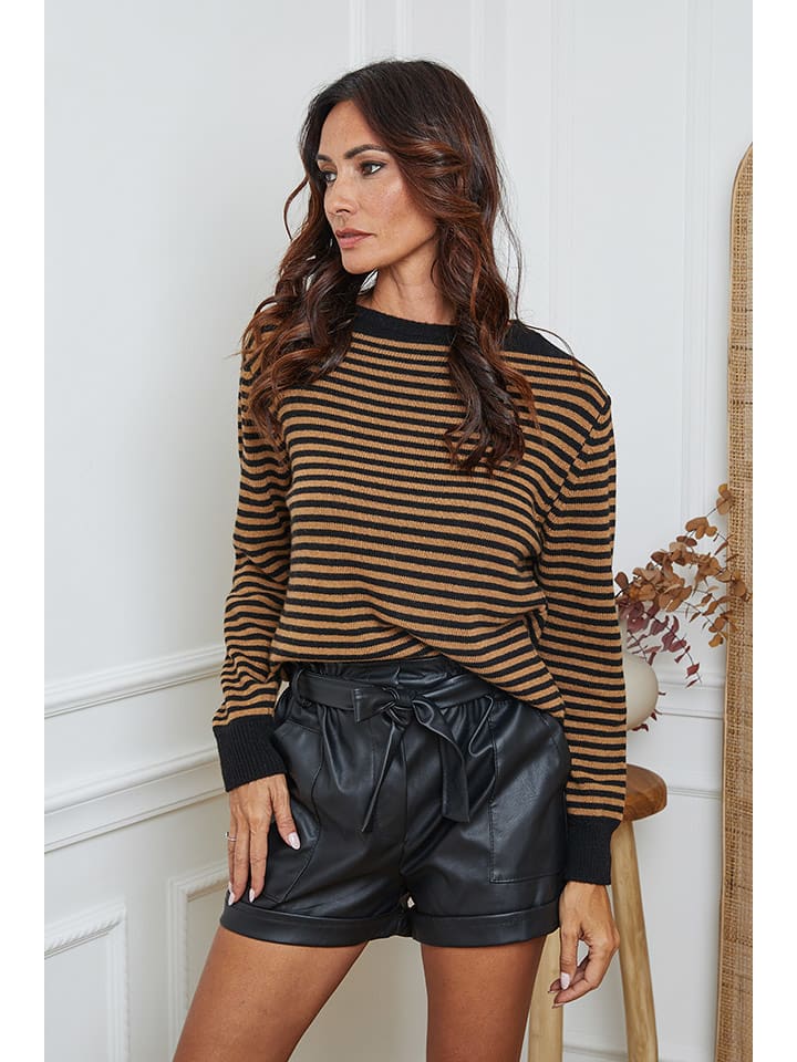 So Cachemire Sweter "Dweg" w kolorze czarno-jasnobrązowym rozmiar: XL