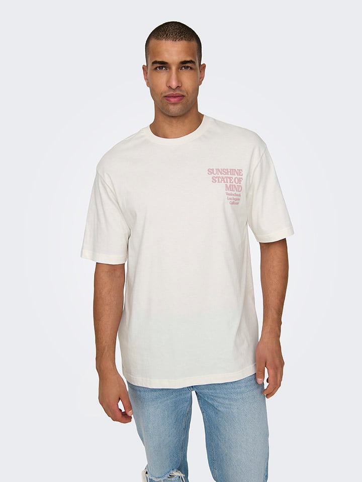 ONLY & SONS Koszulka w kolorze białym rozmiar: L