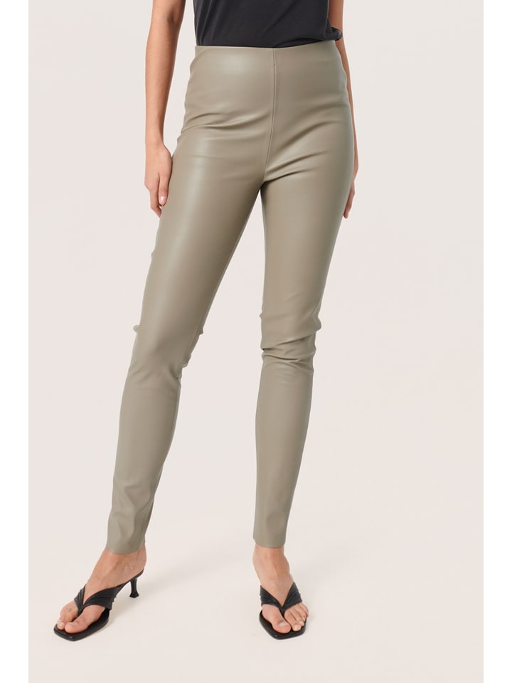 Soaked in Luxury Legginsy "Soaked in Luxury" w kolorze jasnobrązowym ze skóry syntetycznej rozmiar: S