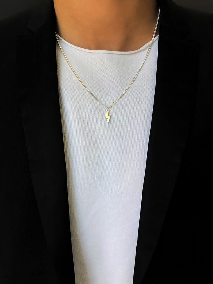 Uomo Srebrny naszyjnik z zawieszką - dł. 55 cm rozmiar: onesize