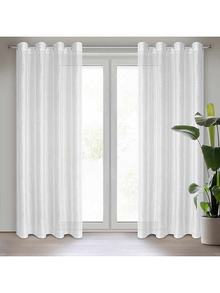 Eurofirany Zasłona "Sibel" w kolorze srebrno-białym rozmiar: 140x250 cm