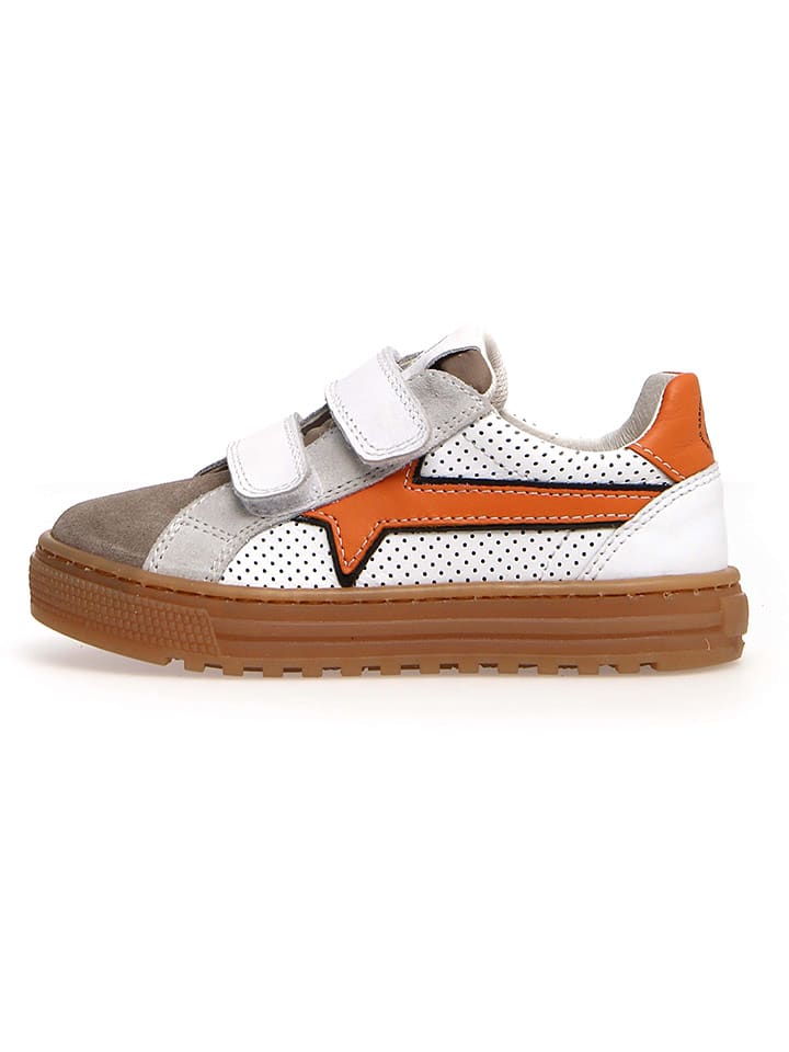 Naturino Skórzane sneakersy "Blitz" w kolorze biało-brązowo-pomarańczowym rozmiar: 35