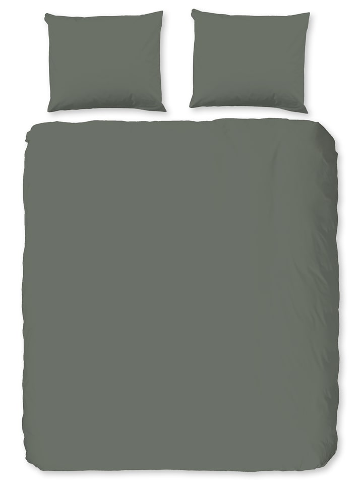 Good Morning Komplet pościeli flanelowej "Uni" w kolorze oliwkowym rozmiar: 200x200 cm