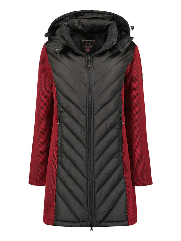 Geographical Norway Płaszcz pikowany "Bihac" w kolorze czarno-czerwonym rozmiar: S