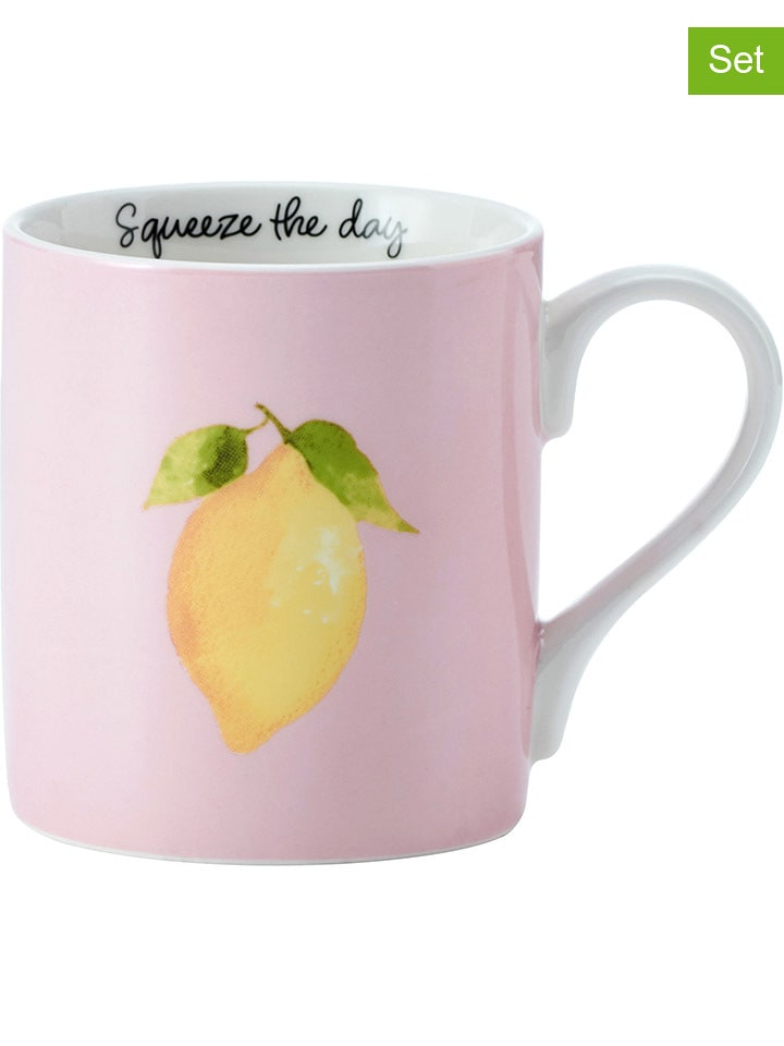 Mikasa Kubki (2 szt.) "Lemon" w kolorze jasnoróżowo-żółtym - 280 ml rozmiar: onesize