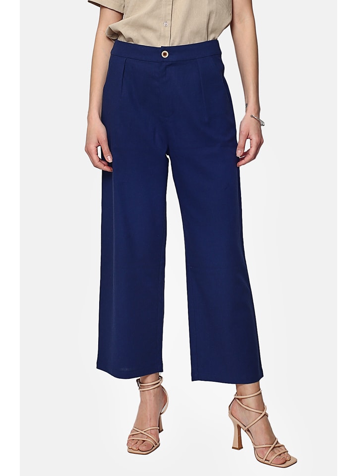 Le Jardin du Lin Lniane spodnie w kolorze granatowym rozmiar: 40