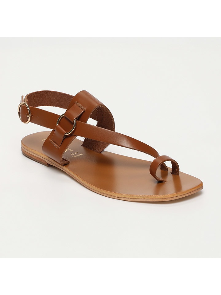 CALANK Skórzane sandały w kolorze jasnobrązowym rozmiar: 41