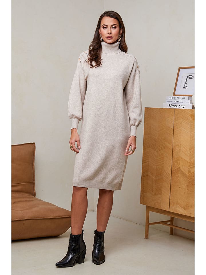 Soft Cashmere Sukienka dzianinowa w kolorze beżowym rozmiar: 38/40