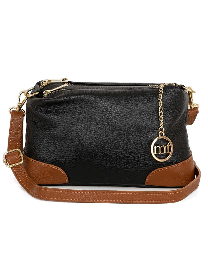 Mia Tomazzi Skórzana torebka w kolorze czarno-brązowym - 25 x 15 x 10 cm rozmiar: onesize