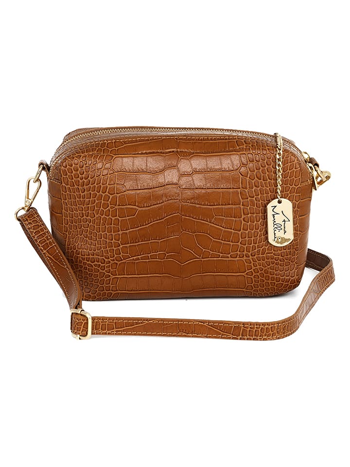 Anna Morellini Skórzana torebka " Donatella" w kolorze jasnobrązowym - 25 x 16 x 9 cm rozmiar: onesize