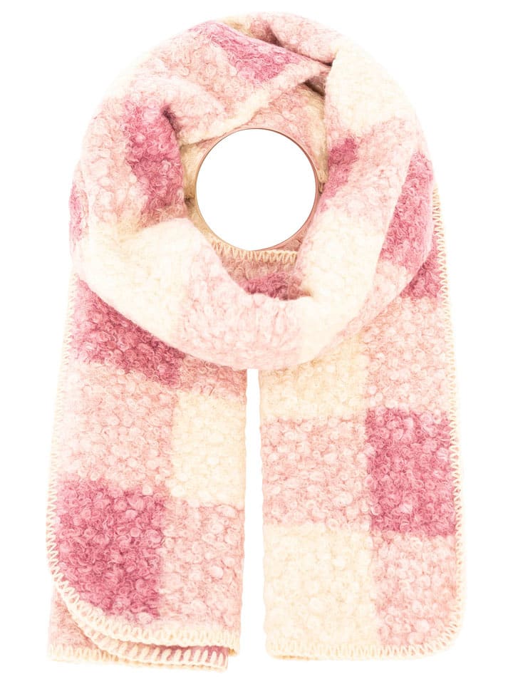 Zwillingsherz Szal "Karo & Teddy" w kolorze kremowo-jasnoróżowym - 180 x 60 cm rozmiar: onesize