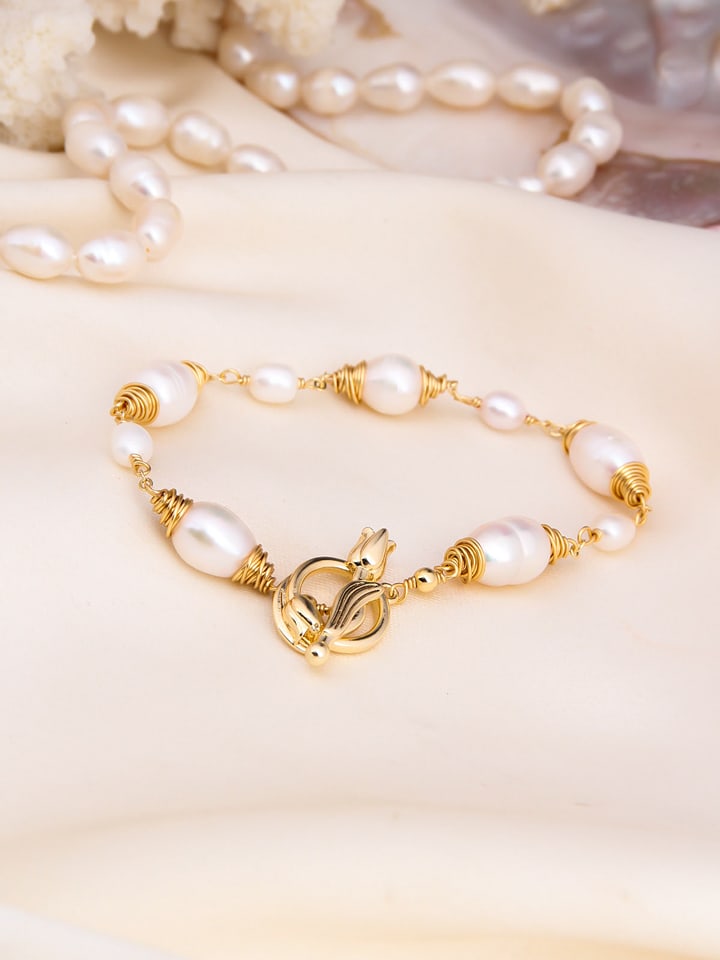 L'Atelier de Gaia Pozłacana bransoletka z perłami rozmiar: onesize