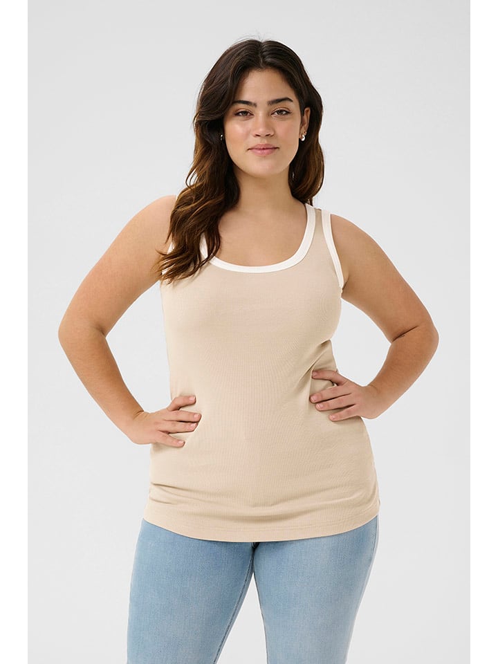 KAFFE curve Top w kolorze beżowym rozmiar: XL