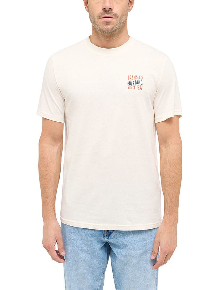 Mustang Koszulka w kolorze kremowym rozmiar: 3XL