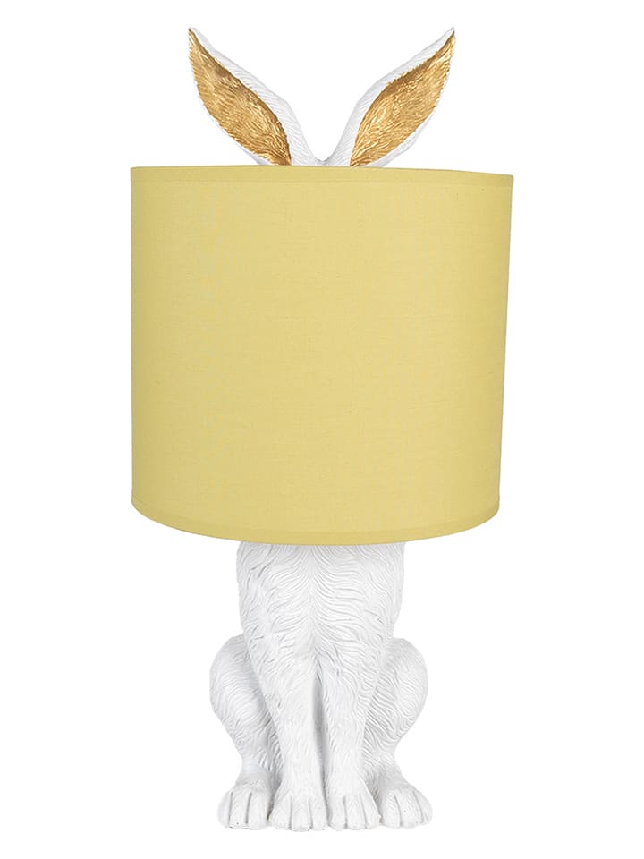 Clayre & Eef Lampa stołowa w kolorze żółto-białym - 20 x 43 cm rozmiar: onesize