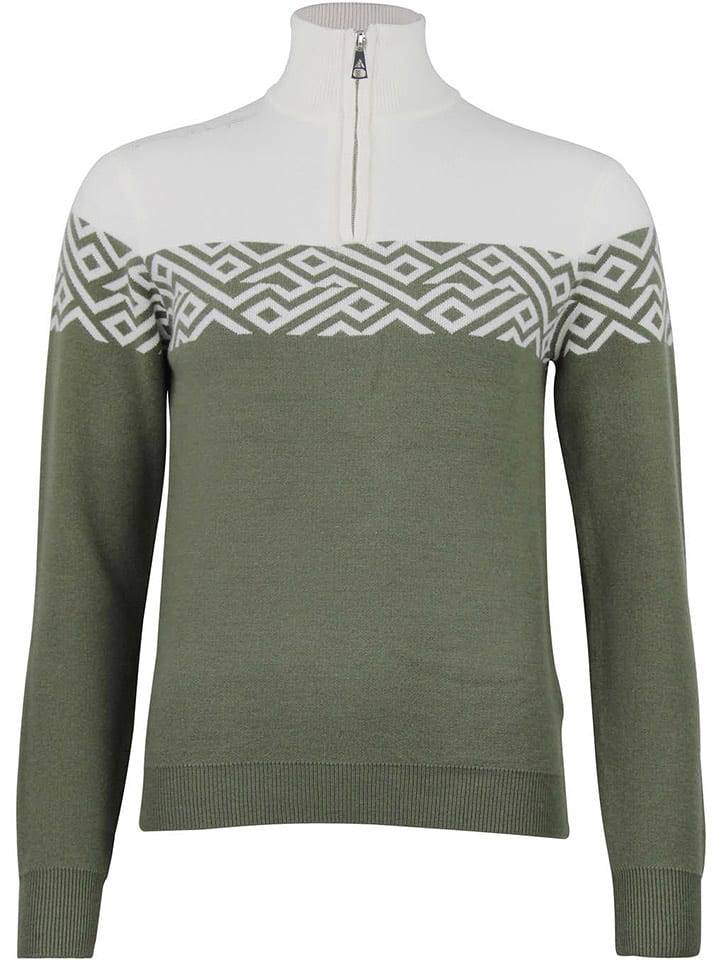 Peak Mountain Sweter "Akar" w kolorze oliwkowo-białym rozmiar: S