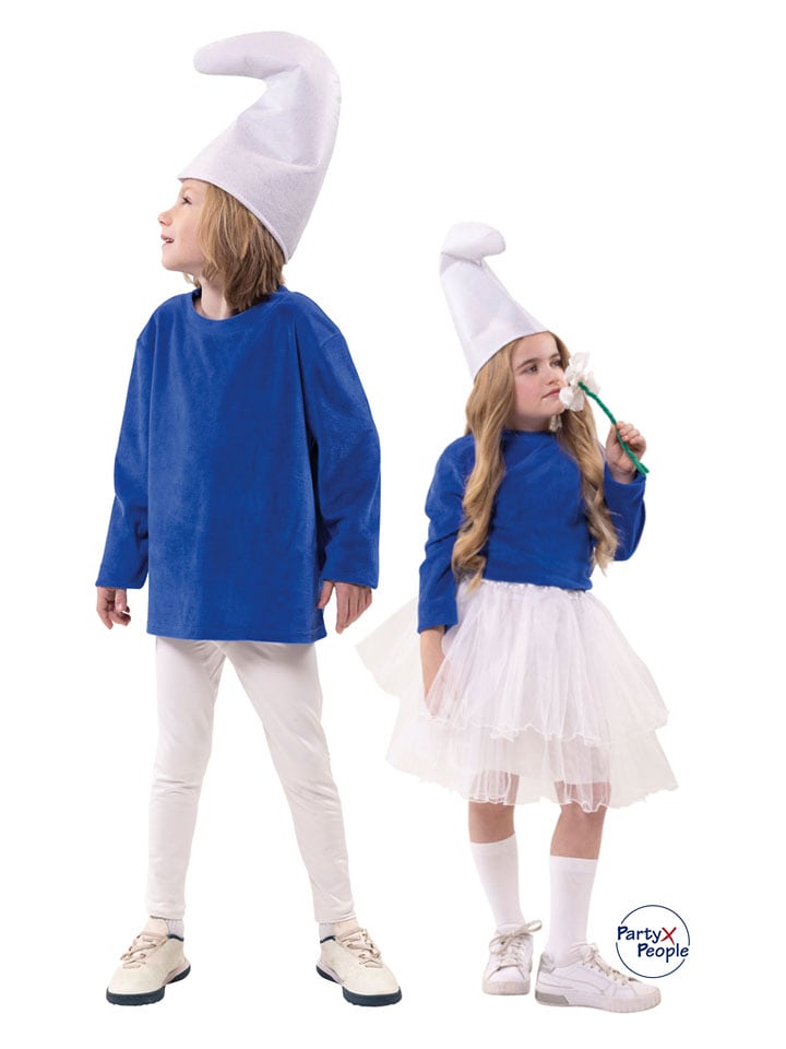 Party x People 2-częściowy kostium "Little Smurf Smörfi" w kolorze niebiesko-białym rozmiar: 152