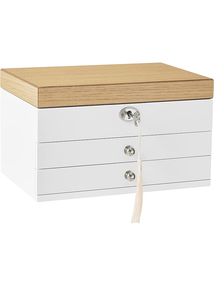 SONGMICS Szkatułka w kolorze biało-jasnobrązowym - 25 x 15 x 17 cm rozmiar: onesize