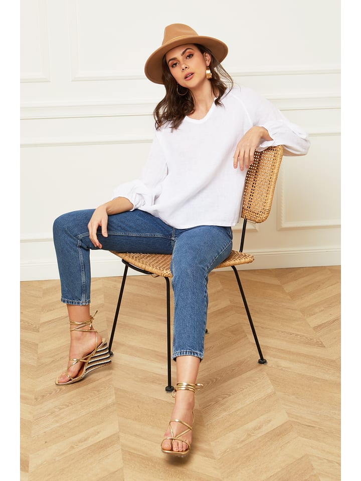 Joséfine Lniana bluzka "Celiane" w kolorze białym rozmiar: L