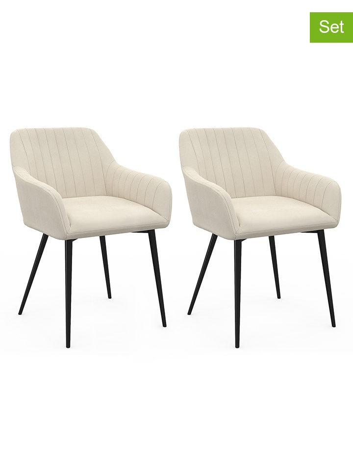 IDOMYA Factory Krzesła (2 szt.) "Ariana" w kolorze kremowym do jadalni - 51 x 76 x 56 cm rozmiar: onesize