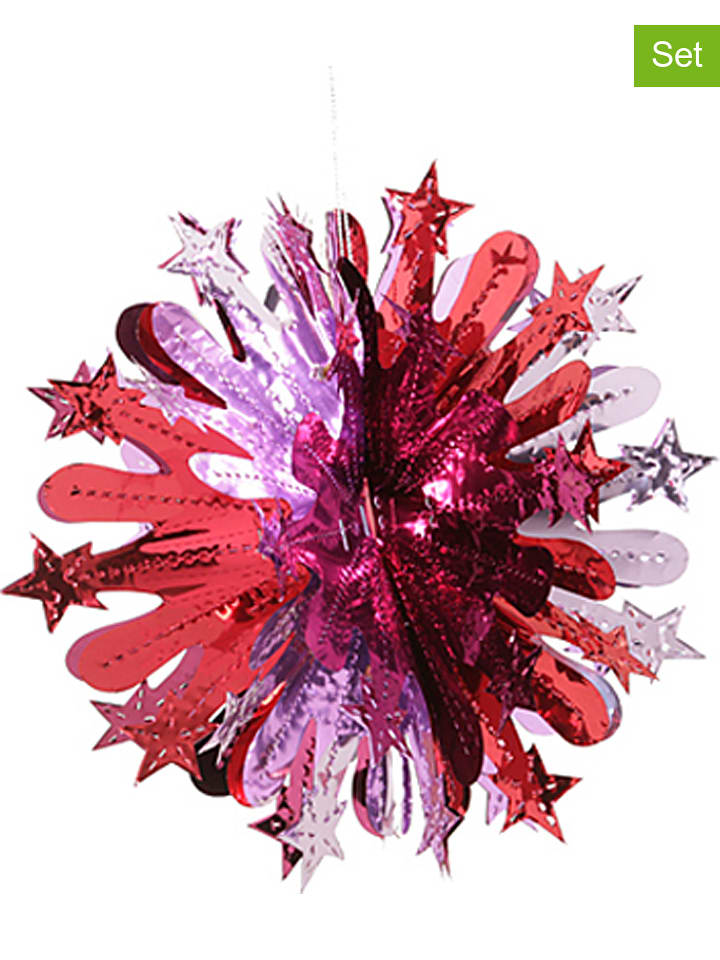 Overbeck and Friends Ozdoby świąteczne ( 2 szt.) w kolorze czerwono-różowym - Ø 20 cm rozmiar: onesize