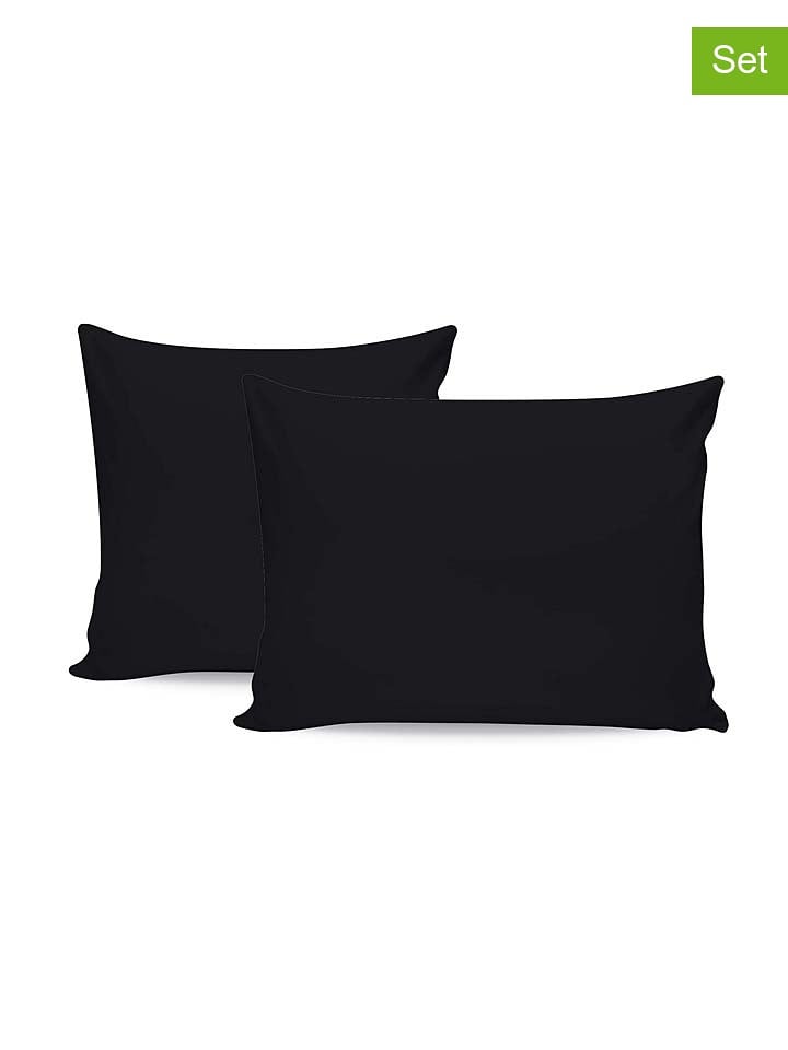 MIX&MATCH Poszewki renforcè (2 szt.) w kolorze czarnym na poduszkę rozmiar: 80x80 cm