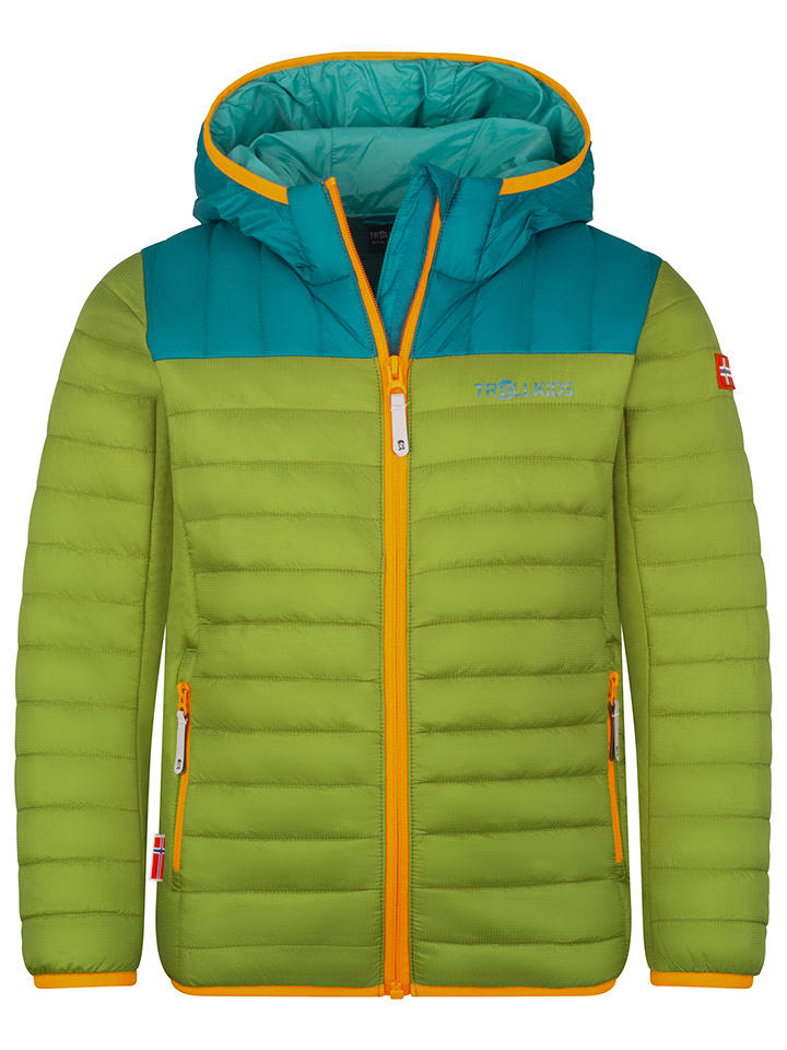 Trollkids Kurtka pikowana "Eikefjord" w kolorze zielono-niebiesko-pomarańczowym rozmiar: 104