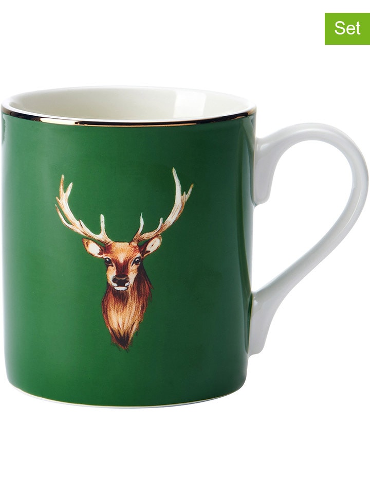 Mikasa Kubki (2 szt.) "Stag" w kolorze zielono-jasnobrązowym - 280 ml rozmiar: onesize