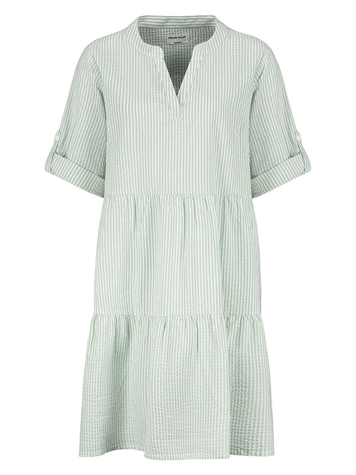 Fresh Made Sukienka w kolorze zielono-białym rozmiar: L