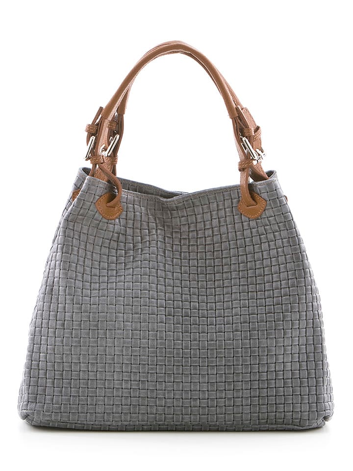 Lucca Baldi Skórzana torebka "Fosdinovo" w kolorze szarym - 45 x 37 x 15 cm rozmiar: onesize