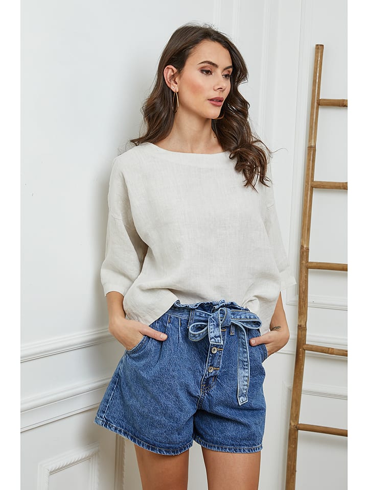 Fleur de Lin Lniana bluzka "Georginia" w kolorze kremowym rozmiar: L