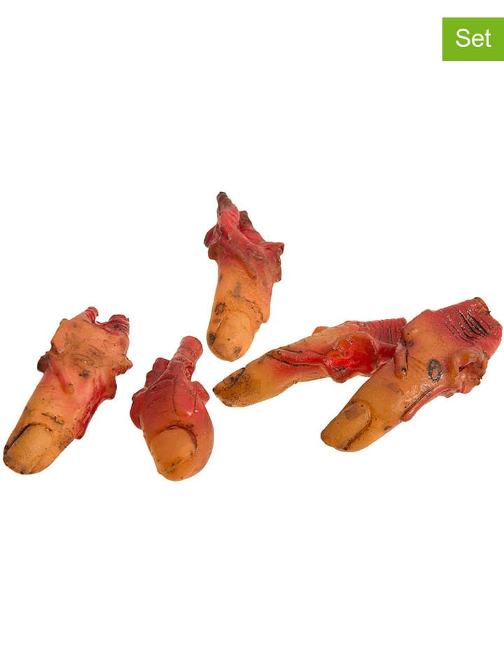 CHAKS Palce dekoracyjne (5 szt.) w kolorze kremowo-czerwonym - dł. 8,5 cm rozmiar: onesize