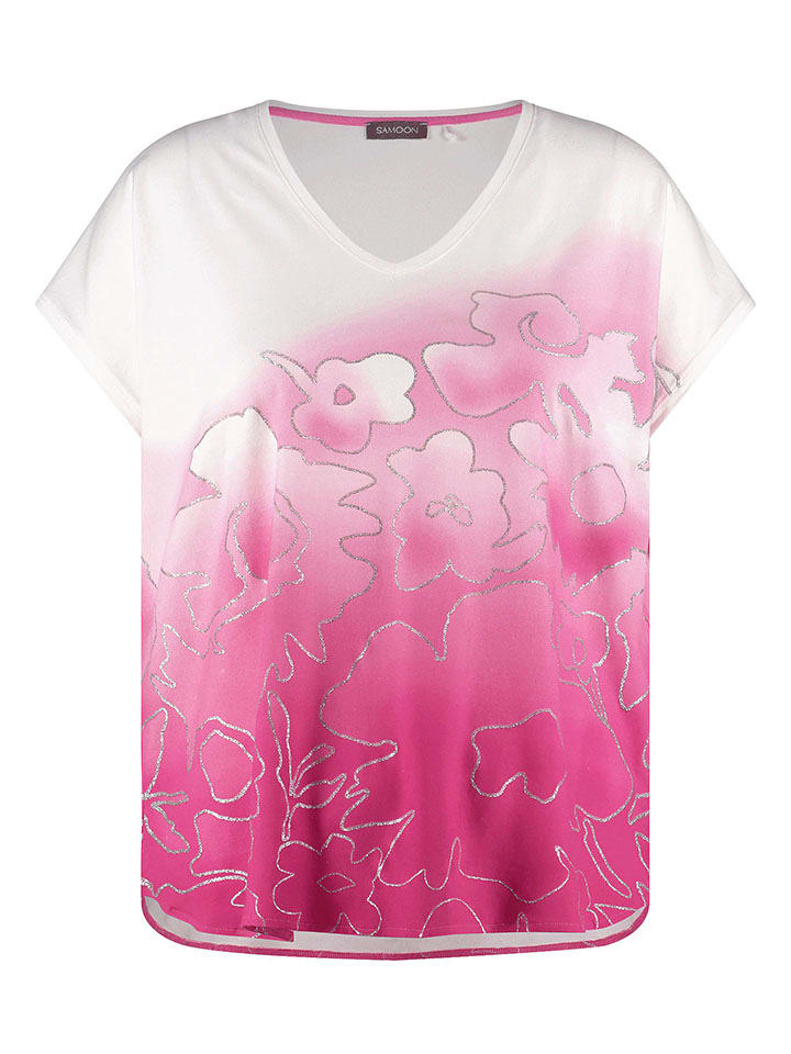 SAMOON Koszulka w kolorze różowo-białym rozmiar: 42