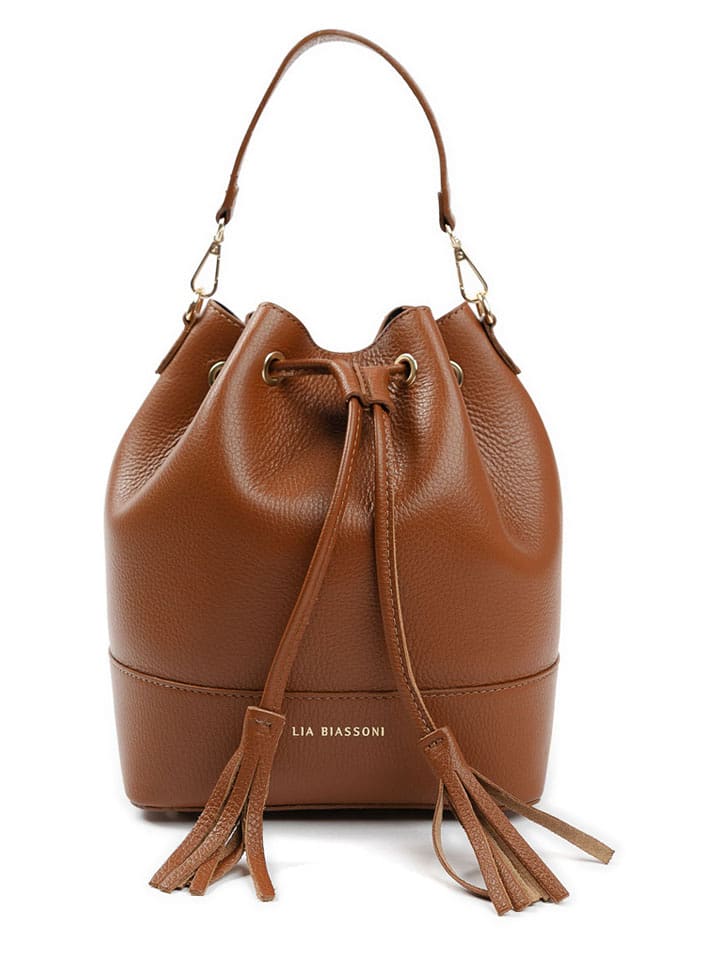 Lia Biassoni Skórzana torebka "Ancinale" w kolorze jasnobrązowym - 25 x 27 x 17 cm rozmiar: onesize