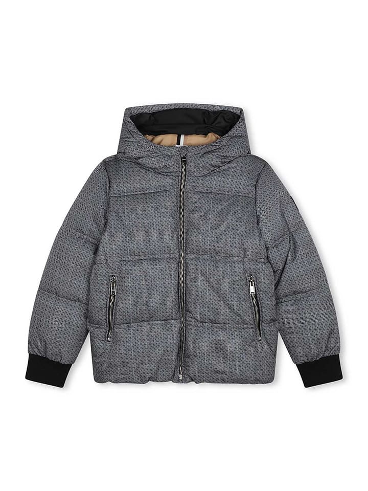 Hugo Boss Kids Kurtka pikowana w kolorze szarym rozmiar: 140