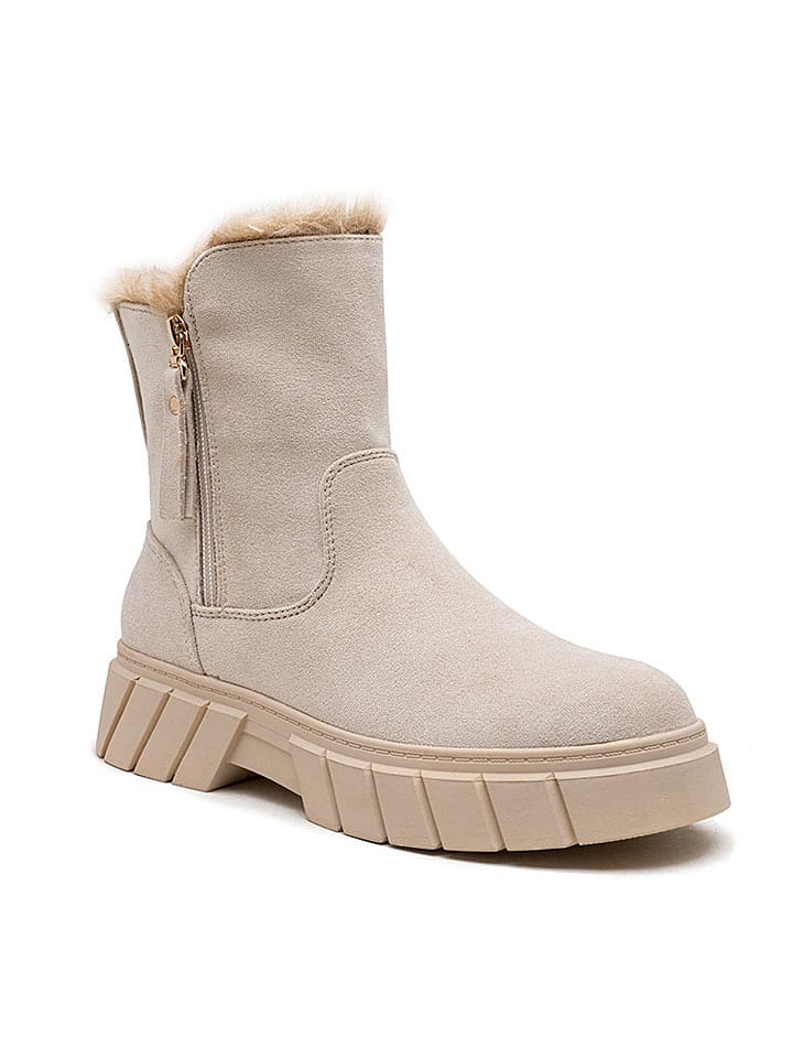 Foreverfolie Botki zimowe w kolorze beżowym rozmiar: 38