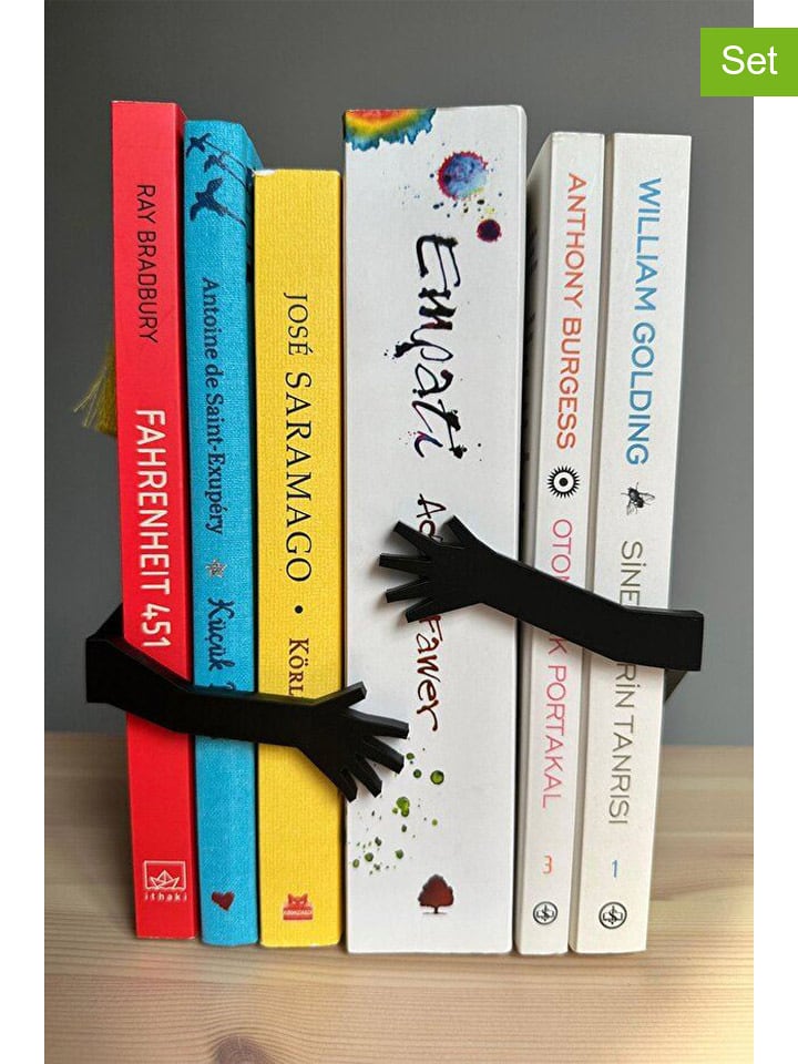 ABERTO DESIGN Podpórki (2 szt.) w kolorze czarnym do książek - 7,5 x 12 cm rozmiar: onesize