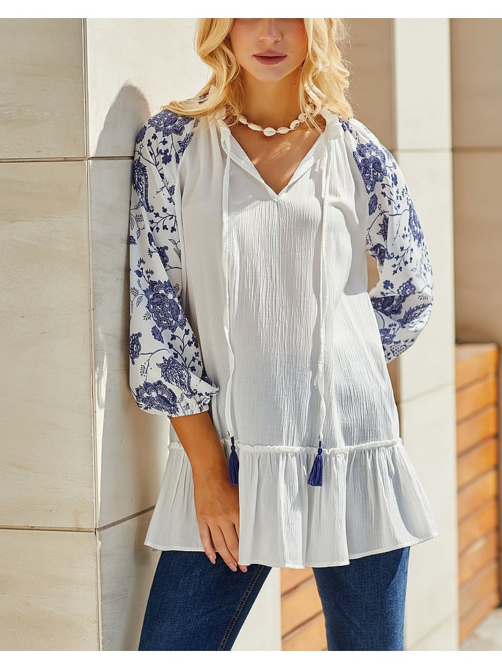 LA Angels Bluzka w kolorze kremowo-niebieskim rozmiar: L