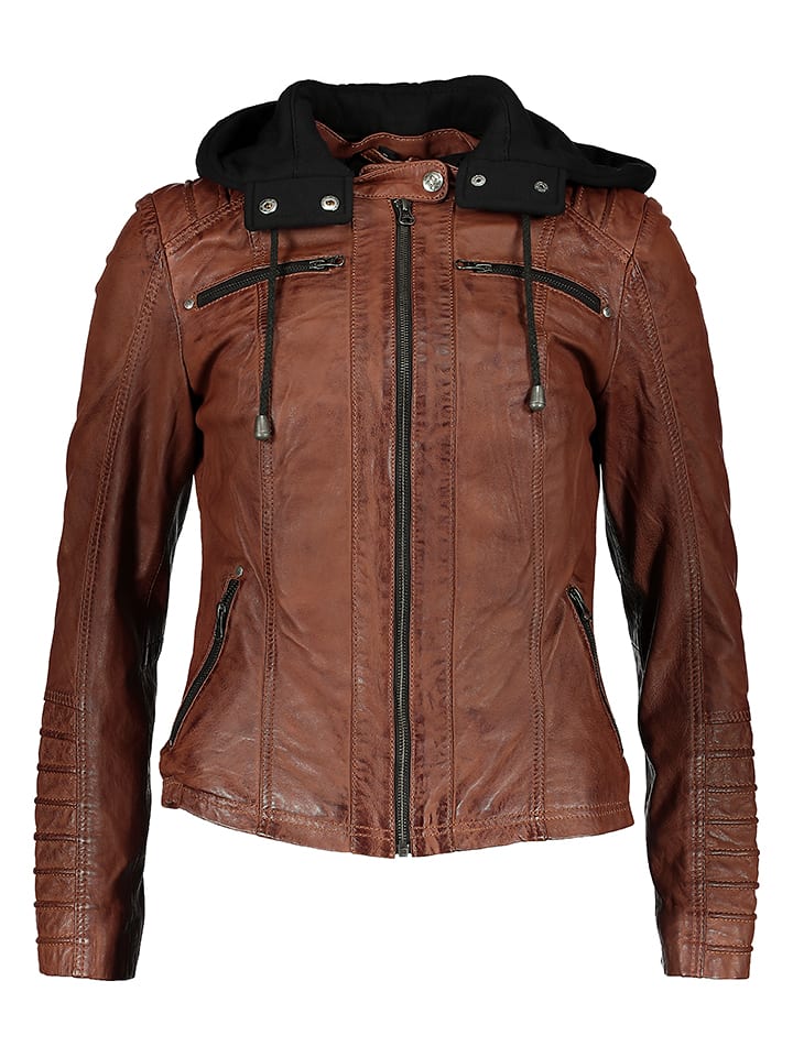 BLUE MONKEY Skórzana kurtka "Wonder" w kolorze jasnobrązowym rozmiar: S