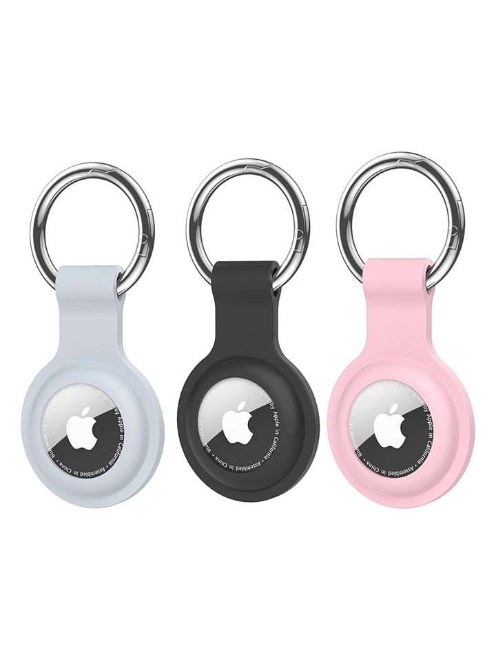 SmartCase Pokrowce (3 szt.) w kolorze szaro-czarno-jasnoróżowym na Airtag rozmiar: onesize