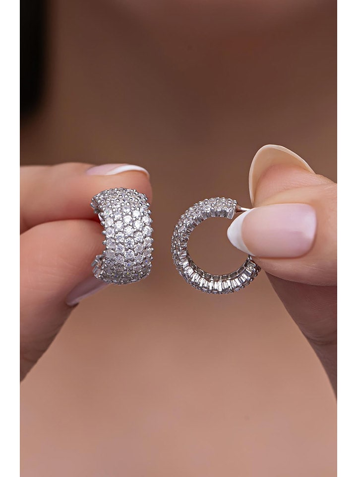 Lodie Silver Srebrne kolczyki-półkreole z cyrkoniami rozmiar: onesize