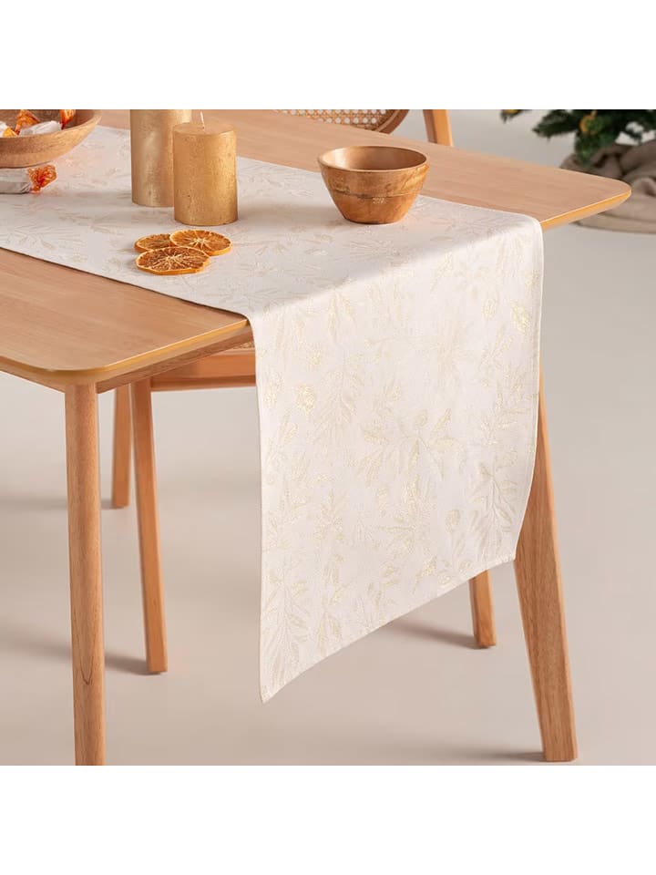 GAMUSI Bieżnik "Flenor" w kolorze złoto-białym rozmiar: 45x135 cm