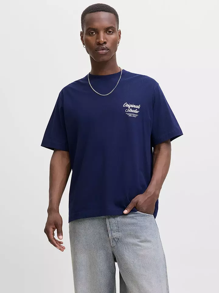 Jack & Jones Koszulka "Jormorrebro" w kolorze granatowym rozmiar: L