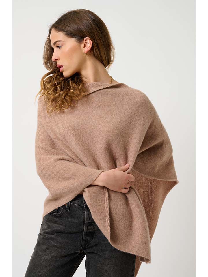 AUTHENTIC CASHMERE Kaszmirowe ponczo "Meryl" w kolorze beżowym rozmiar: M