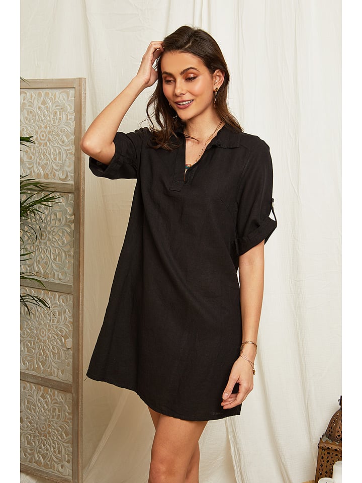 Lin Passion Lniana sukienka w kolorze czarnym rozmiar: 36/38